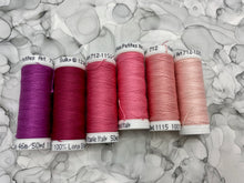 Load image into Gallery viewer, Pink Thread Set of 6 Sulky Solid Cotton Thread Spools - 12wt.