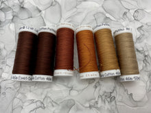 Load image into Gallery viewer, Brown Thread Set of 6 Sulky Solid Cotton Thread Spools - 12wt.