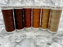 Load image into Gallery viewer, Brown Thread Set of 6 Sulky Solid Cotton Thread Spools - 12wt.