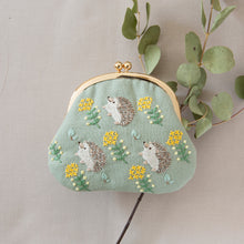 Load image into Gallery viewer, Embroidered Hedgehogs Small Purse Kit by Chicchi

