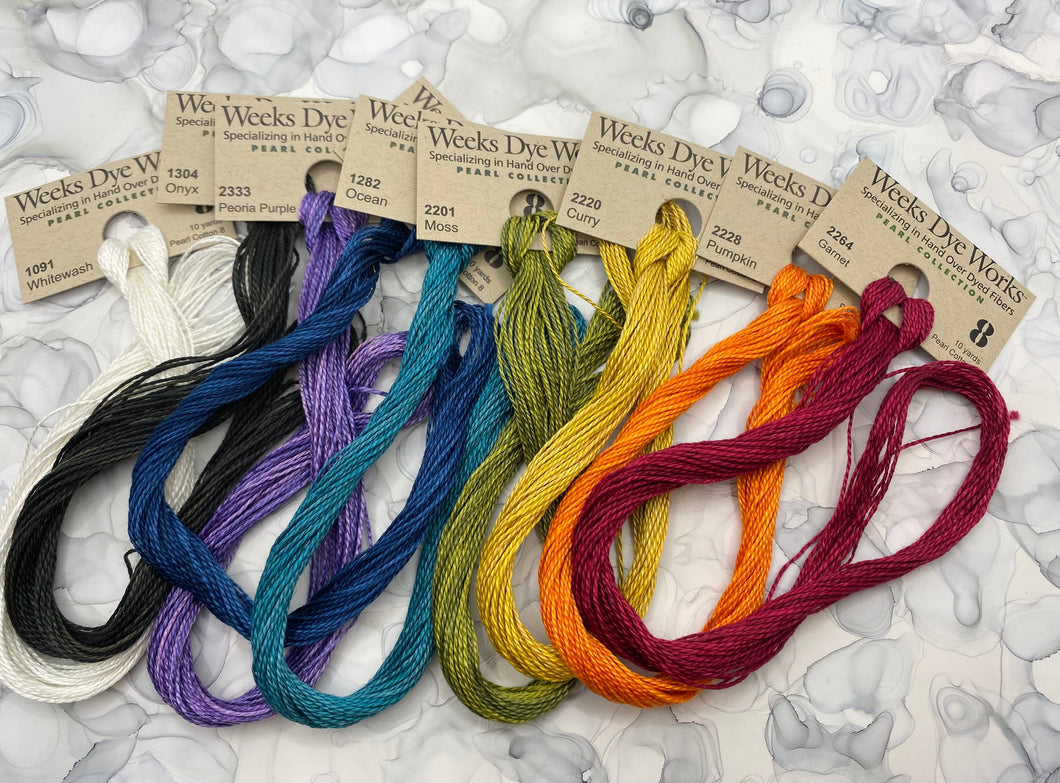Rainbow Set of Weeks Dye Works size 8 perle cotton