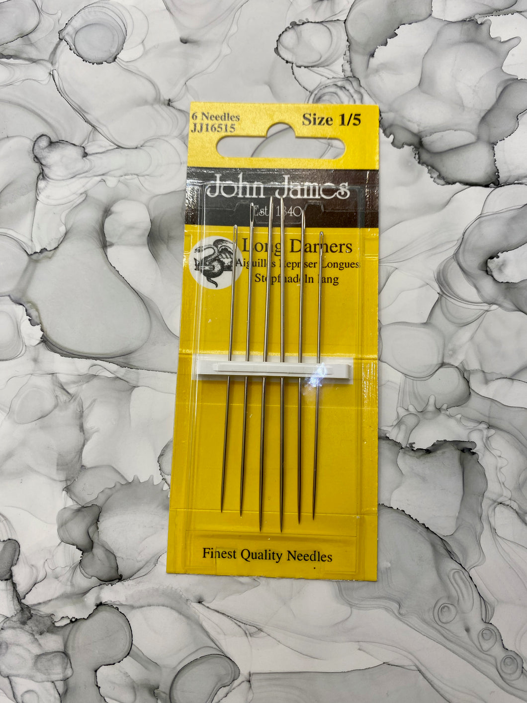 John James Long Darners Needles, Sizes 1/5