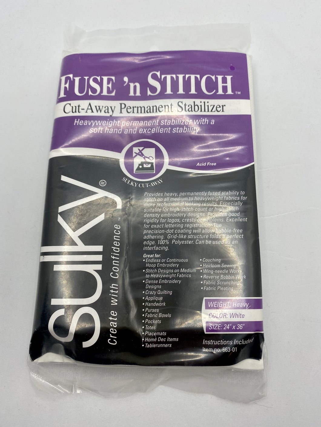 Sulky Fuse 'n Stitch Cut-Away Permanent Stabilizer
